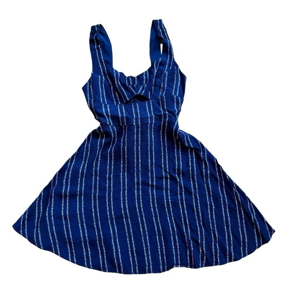 Lulus Sedona Navy Blue Print Dress A-Line Flowy Summer Women’s Small Cutout - Picture 6 of 15